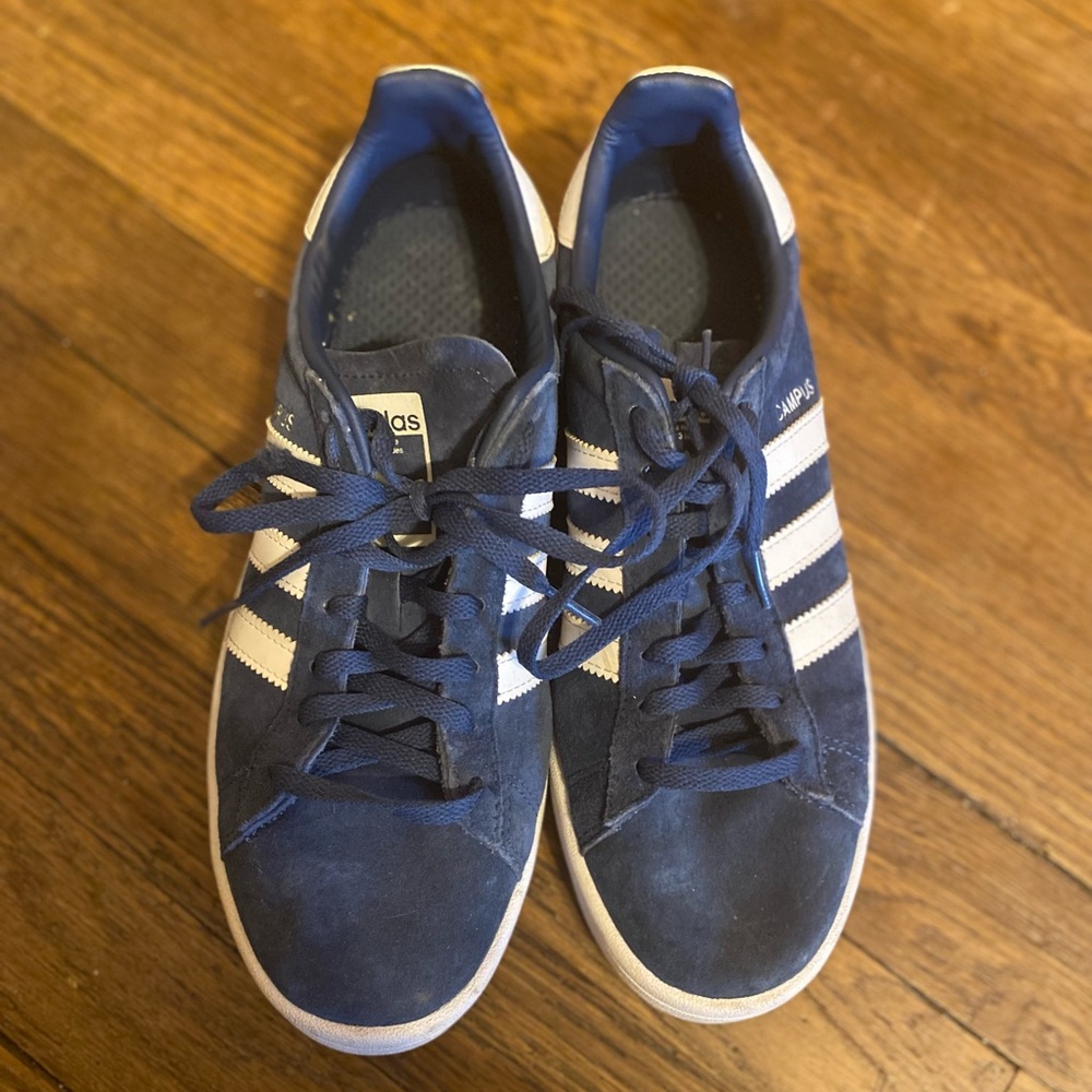 Men’s Adidas Campus Sneakers -suede blue on white.